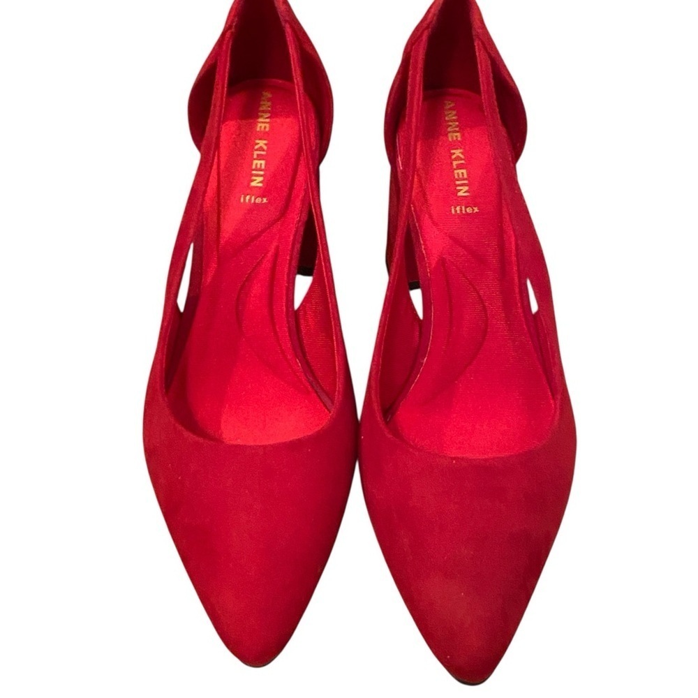 Ann Klein Womens Deep Red Berkley Pump Point Toe Heels - Picture 3 of 10